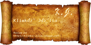 Klimkó Júlia névjegykártya