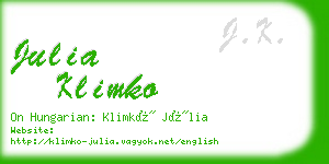 julia klimko business card